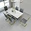 Gray Table + 6 Gray Chairs (Gold Leg)