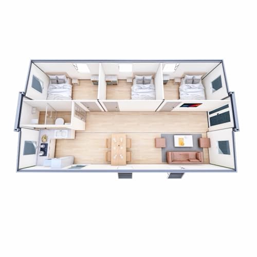 Prefab Tiny Home for Sale, 40ft Mobile Modular Home with 3 Bedrooms, 1 Fully Equipped Bathroom & Kitchen, Expandable Container House to Live in for Adults Prefabricated Foldable Tiny House for Living - Image 6