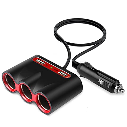 USB Car Cigarette Lighter Splitter, Socket Car Splitter 12V/24V Dual USB Car Charger Adapter for iPhone, iPad, GPS, Dashcam, Radar Detector and More