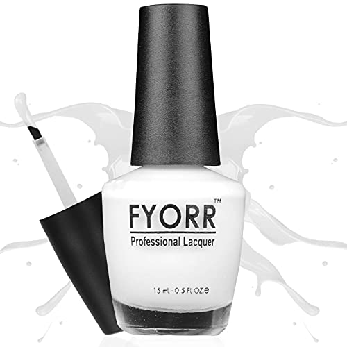 Image of FYORR White O White Professional Nail Polish | Long Lasting, Quick Dry, Chip Resistant, High Shine Nail Paint | Smooth & Easy Application, Vibrant Trendy Shades for Women & Girls Party Daily Use 15ml