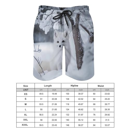 White Fox in The Snow Men's Swim Trunks Board Shorts Beachshorts Swimsuits with Pockets Mesh Liner2