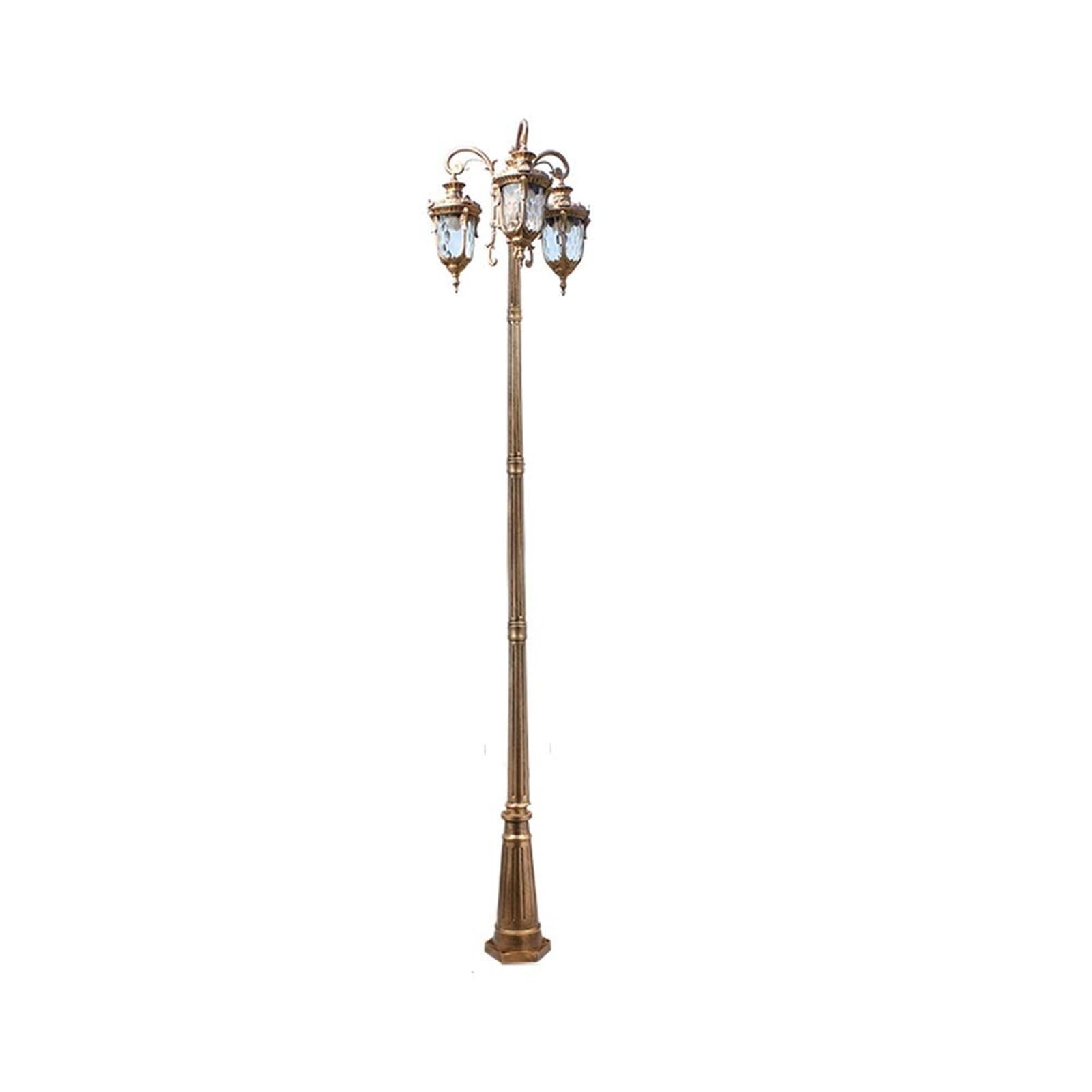 QUSYZD Solar Post Lights Outdoor Lamp Post Light, European Vintage Outdoor Ip54 Waterproof Street High Pole Pillar Light E27 3-Lights Glass Die-Cast Aluminum Landscape Path Way,Height 3.2m