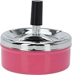 OrionMart Stainless Steel Tabletop Push Down Cigarette Spinning Ashtray with Lids | Windproof and Odor Free Cool Ashtray | For Home Indoors and Outdoors