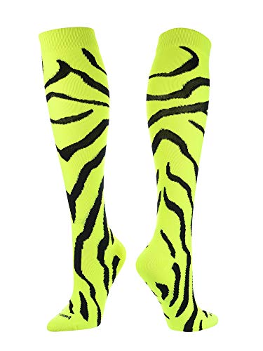 TCK Sports Krazisox Zebra Stripe Socks (Neon Yellow/Black, Small)