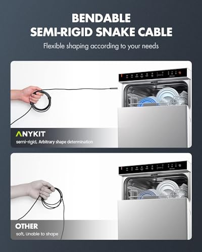 Image of Anykit Endoscope Camera with Light, 1920P HD Borescope with 8 Adjustable LED Lights, Semi-Rigid Snake Camera with Light, IP67 Waterproof Inspection Cam for iPhone & Android, 50 ft Single Lens