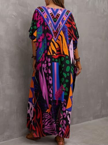 Image of Kaftan Dresses for Women Plus Size Summer Beach Dress with Print and Swim Cover Ups