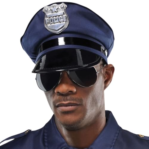 Unisex Bold Navy Blue Police Hat - Premium Fabric & Authentic Design - Perfect for Costumes & Parties One Size Fits Most - Pack of 1