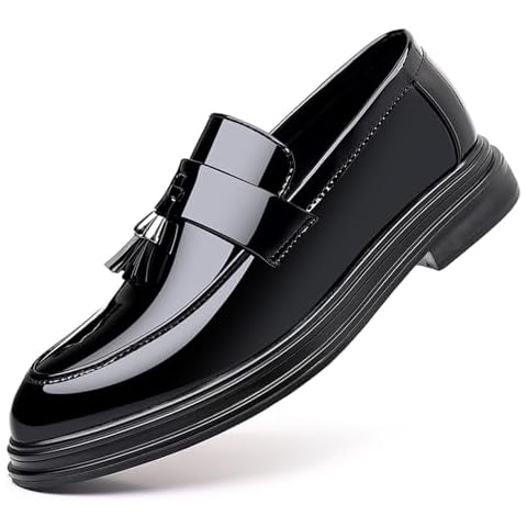 ZUAUOOT Men's Patent Leather Loafers Cover