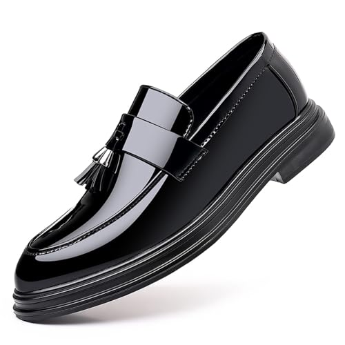 Men's Casual Driving Shoes Patent Leather Tassel Loafers Non-Slip Penny Formal Tuxedo Shoes Business Party Leather Shoes