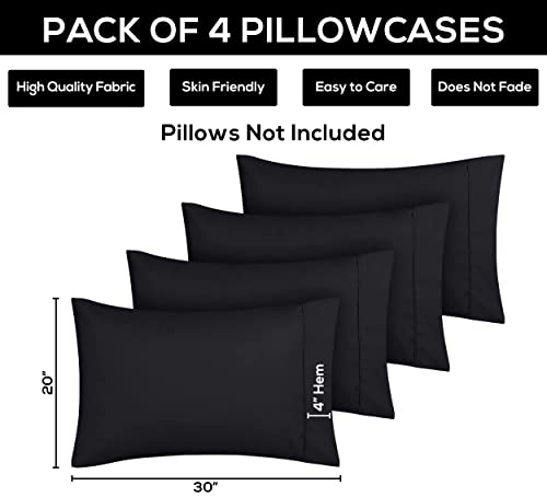 Utopia Bedding Queen Pillow Cases - 4 Pack - Envelope Closure - Soft Brushed Microfiber Fabric - Shrinkage and Fade Resistant Pillow Covers Queen Size 20 X 30 Inches (Queen, Black) - Image 4