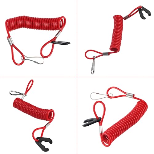 Image of Pack of 3 Boat Kill Switch Tether Lanyard for Emergency Engine Stop Crucial Outboard Motor Safety Lanyard Replacement for Jet Skis, Red