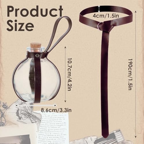 Halloween Renaissance Belt with Witch Bottle, Medieval Renaissance Belts Pirate Viking Belt PU Leather Belts Halloween Accessory for Women Men2