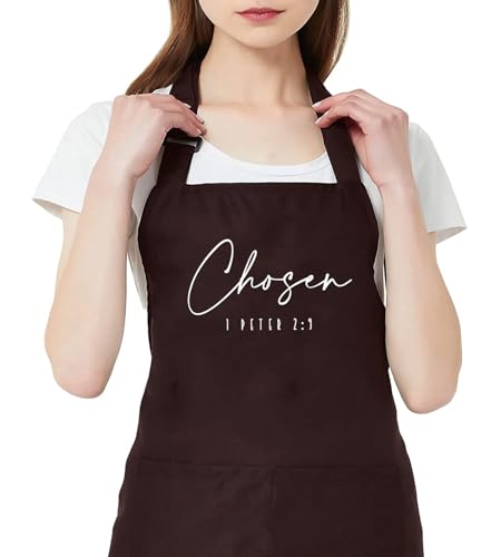 GXVUIS Chosen Women Apron with 2 Pocket Religious Bible Verse
