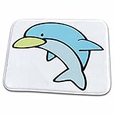 Dish Drying Mat - Cute Little Baby Blue Dolphin Animal Cartoon Design Random Animals
