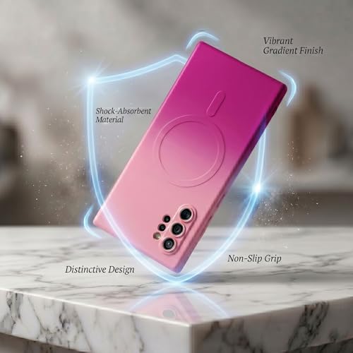 Image of amazon basics Gradient Mag-Safe Case for Samsung Galaxy Note 10 Plus | Soft Silicone Shockproof Cover with Camera Protection | Slim Lightweight Design | Smooth Touch & Durable - Pink & Blue