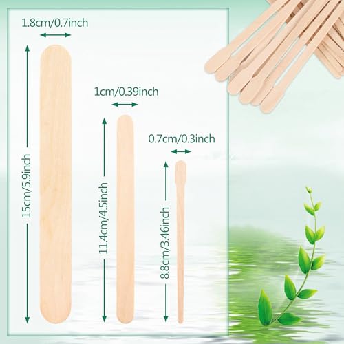 JANYUN Holzspatel Waxing, 200 Stück Augenbrauen Holzspatel Waxing Applikator Kleine Holzstäbchen für Haarentfernung oder Holz Handwerk