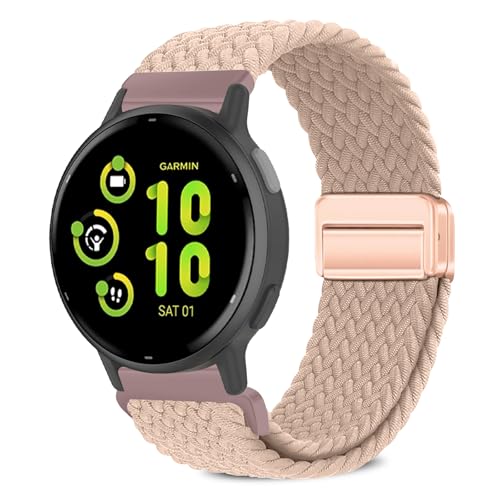 VanHooc 20mm �o���h Garmin Approach J1/Forerunner 570 42mm/Vivoactive 6/5/Approach S44/S50/Forerunner 165�Ή� �i�C���� �u���C�f�b�h �ґg �L�k�� �}�O�l�b