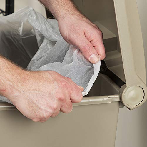 Safco Ev ve Garaj için Kapalı Plastik Çöp Kovası, Eller Serbest Bertaraf, 17 Galon, Tan