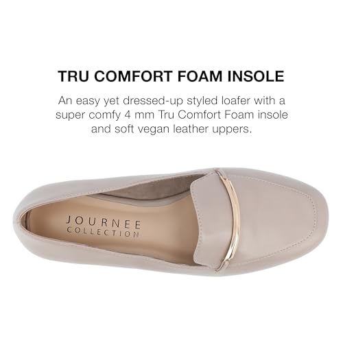 Image of Journee Womens Loafer Flat Notched Topline Square Toe Slip-On Block Heel - Wrenn Casual Dress Shoe