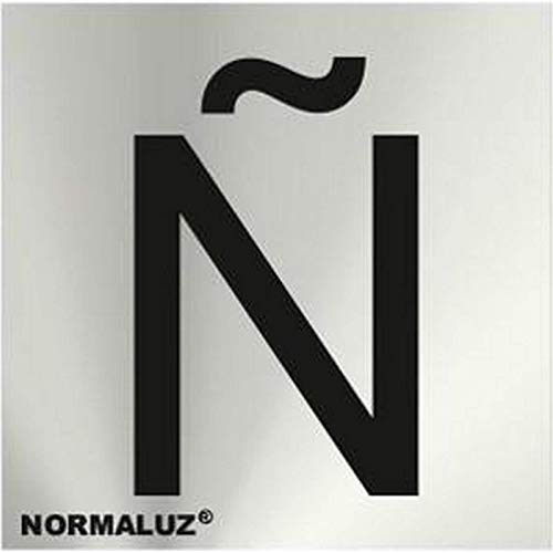 Normaluz Rd717151 - Señal Adhesiva Cuadrada Letra Ñ Acero Inoxidable Adhesivo 0,8 Mm 5X5 Cm Con Cte, Ripci