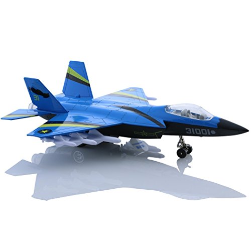 HSOMiD Alloy Planes/Airplane/Aircraft Toy with Pull Back Stealth Bombers and Fighter Planes (Diecast Fighter Jets-Blue)