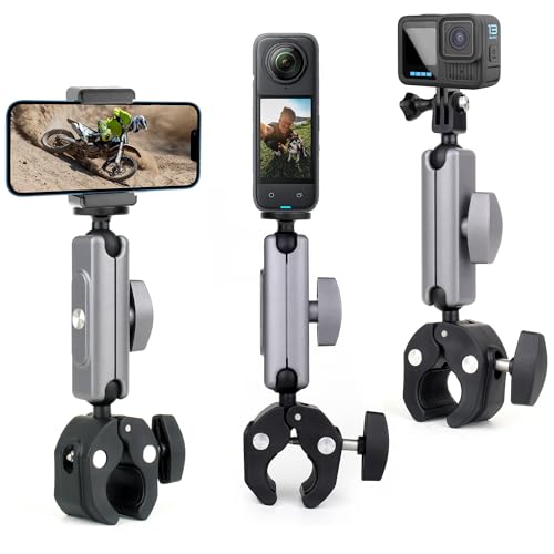 Soporte para GoPro manillar motocicleta abrazadera 360 para Insta360 y DSLR