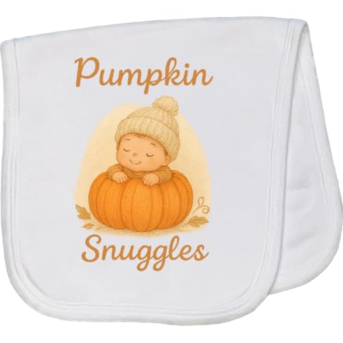 inktastic Pumpkin Snuggles Baby Autumn Graphic Baby Burp Cloth White 46502