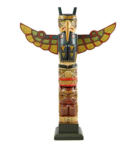 Coco Papaya Totem Amérindien 50cm en Bois sculpté