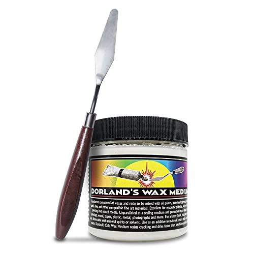 Moshify Jacquard Dorlands Wax 4fl oz - Cold Wax Medium Made in USA - Oil Painting - Watercolor Sealer - Bundled Palette Knife