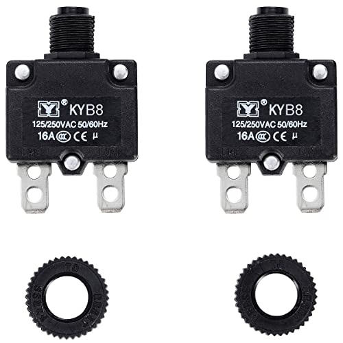 Greluma 2 pièces disjoncteur thermique 16A, protection contre les surcharges thermiques 125-250V AC 50V DC, 16A bouton poussoir disjoncteur à...