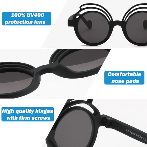 FEISEDY Baby Polarized Round Sunglasses Flexible Rubber Shades with Strap for Infant Toddler Newborn Age 0-24 Months B00602