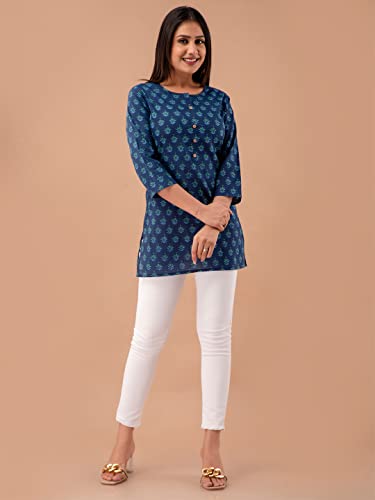 Image of feranoid Women Cotton Printed Straight Short Kurti