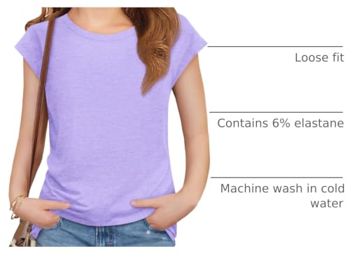Image of Imily Bela Girls Short Sleeve T Shirts Crew Neck Cap Sleeve Tank Tops Casual Loose Summer Shirt Kids 5-14 Years
