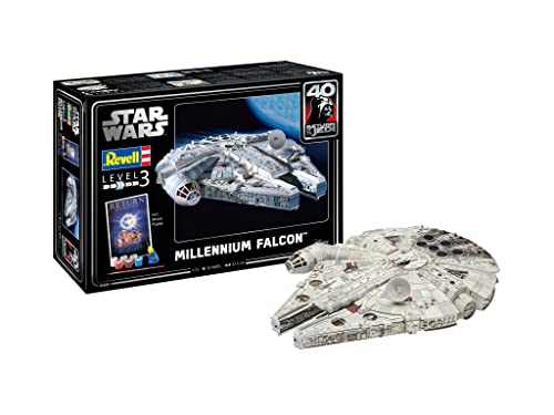 Revell Modellbausatz I Geschenkset Millennium Falcon I Detailreicher Star Wars Bausatz I 52 Teile I Maßstab 1:72 I für Kinder und Erwachsene ab 10 Jahren