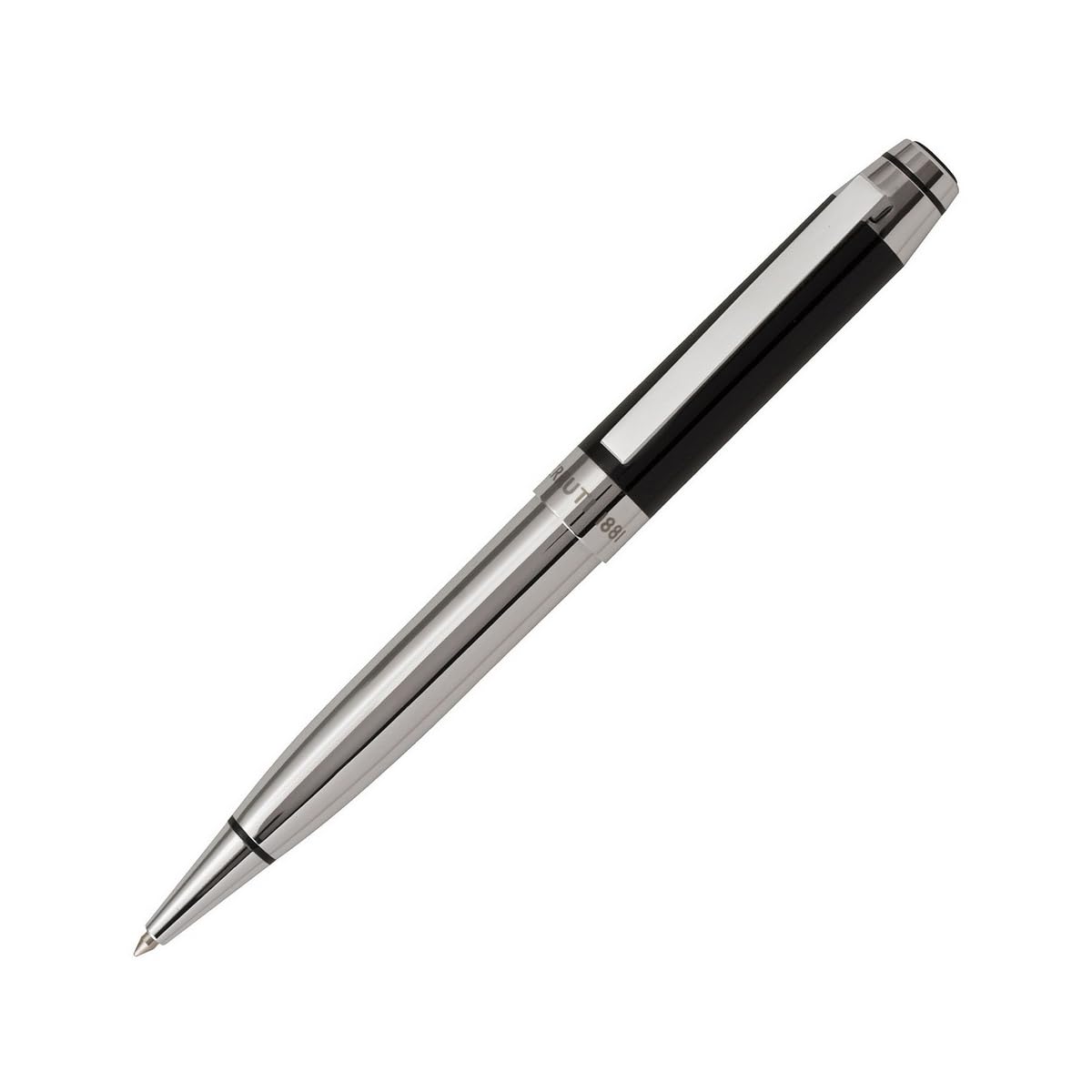 CERRUTI 1881: Stylo bille HERITAGE Noir. Stylo métallique aux finitions noires extra-léger à fermeture giratoire