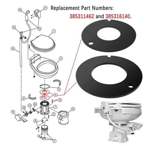 Image of iFJF 385311462 RV Toilet Rubber Bowl Leak Seal Kit Replacement for Travel Trailer RV Camper Toilet 385310677 Without Overflow Holes