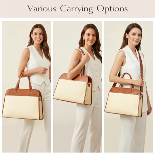 CHUNLI Laptop Bag for Women 15.6" Waterproof PU Leather Work Tote Professional Teacher Bag Office Briefcase Luggage Strap — view 6