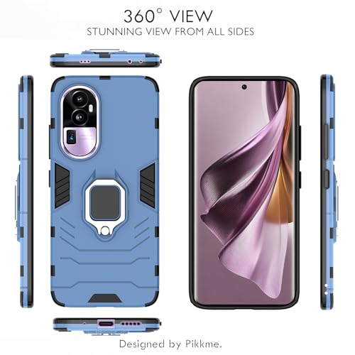 Image of Pikkme Oppo Reno 10 Pro Plus 5G Back Cover | D5 Tough Armor Bumper | 360 Protection Case | Ring Holder Stand Case for Oppo Reno 10 Pro Plus 5G (Blue)