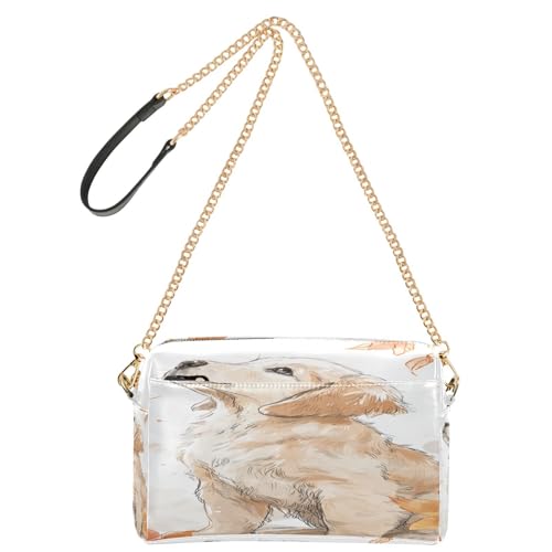 Cute Golden Retriever Puppy Women's Leather Crossbody Bags Ladies Sling