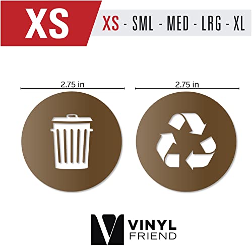 Image of Vinyl Friend Recycle and Trash Sticker Logo Style Symbol to Organize Trash cans or Garbage containers and Bins - Contour Cut Decal Sticker (Copper, XSmall)