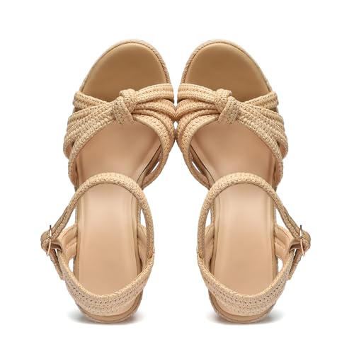 Image of VICKI.VICKI Wedges for Women Platform Sandals Wedge Heels for Sandals Comfortable Summer Espadrille Shoes Ankle Strap&Open Toe