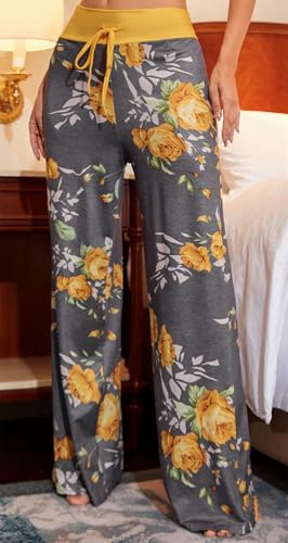 Image of Women Pajama Pants Comfy Lounge Wide Leg Casual Stretch Palazzo Drawstring Pj Bottoms Pants S-3XL
