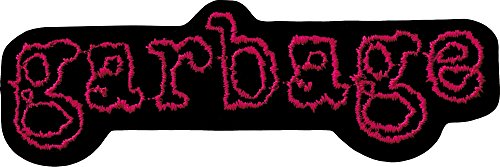 Garbage - Pinkish/Purpleish Logo on Black - Embroidered Iron On or Sew On Patch