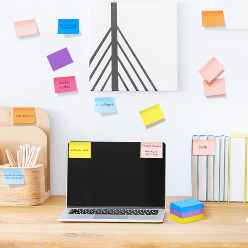 24 Packung Haftnotizen Klebezettel,50 x 38 mm Klein Sticky Notes,Selbstklebende Notizzettel Haftnotizen Blöcke für Büro Zuhause Schule Sitzung,75 Blätter/Notizzettel,1800 Blatt Insgesamt(8 Farbe)