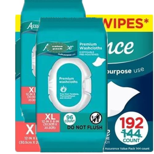 Assurance Premium Disposable Washcloths XL 96 Count (Pack of 2) White ASS-96-01