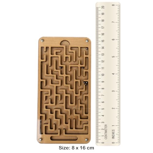 Image of Wooden Labyrinth Ball Maze Game | Phone Shape Maze, 6 Balls | 16 x 8 cm(Small) | Screen-Free Indoor Game | Cognitive & Motor Skill Development | Age 5 Years+