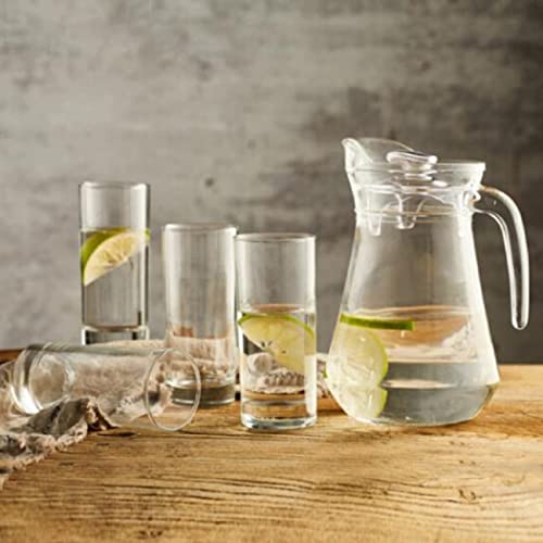 Image of Glass Water Jug - 1300 ml, Transparent Water sering Jug, Hot Cold Water Pitcher with Lid Water Jug, Iced Tea, Milk and Juice Beverage Carafe, Lemon Jug