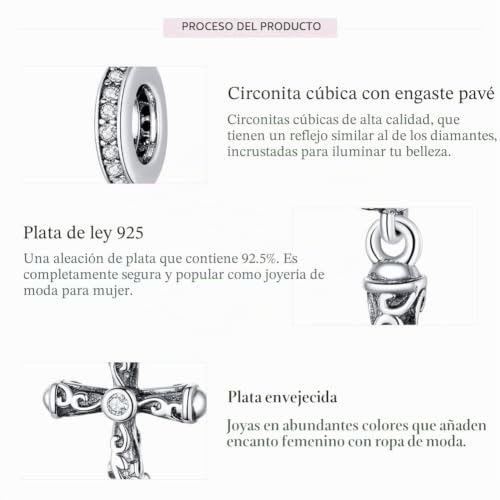 Joyas religiosas de cruz de plata 925 con circonitas para collar 6