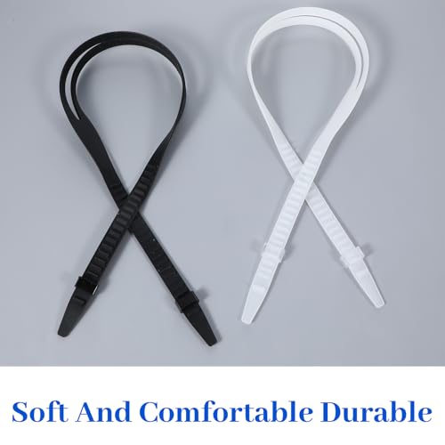 Xinjoduz 2 PCS Correa Universal de Repuesto para Máscara de Silicona, Negro Blanco, Bandas Ajustables para Adultos y Niños para Buceo, Natación, Snorkel miniatura 4