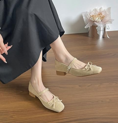 Niction Suede Flats for Women Cute Bow Tie Round Toe Flat Shoes Casual Mary Jane Ballet Flats Shoes Comfortable Dressy Outdoor Shoe 20252